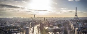 European birds eye view of city landscape